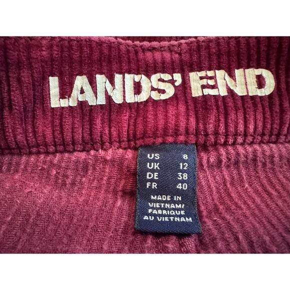 Lands' End Women's Burgandy Maroon Corduroy Straight Leg Mid Rise Jeans Pants 8 - Picture 9 of 11
